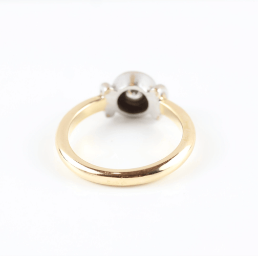 Ring 54 Ring Solitaire bicolor in 18K yellow and white gold and diamond 58 Facettes 159/24F