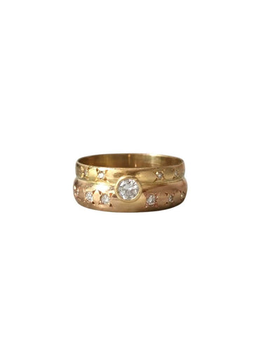 Anello 57 Anello in oro giallo e oro rosa 18K con diamanti 58 Facettes 287