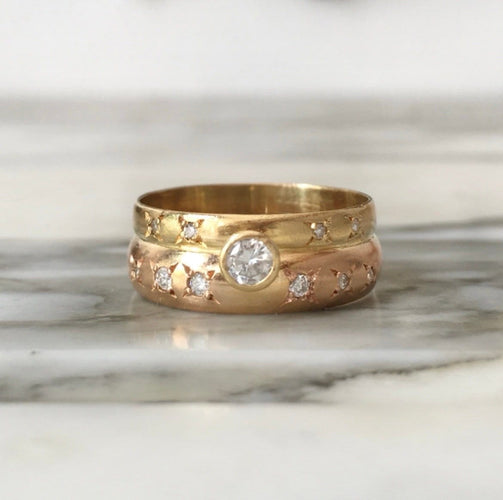 Anello 57 Anello in oro giallo e oro rosa 18K con diamanti 58 Facettes 287