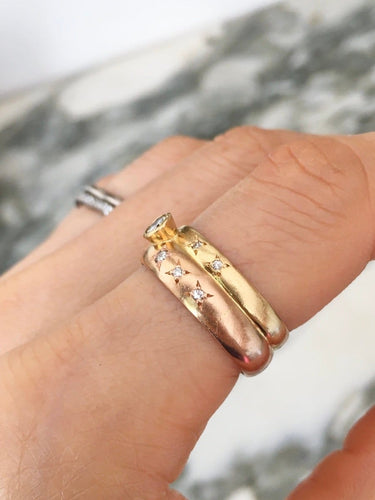 Anello 57 Anello in oro giallo e oro rosa 18K con diamanti 58 Facettes 287