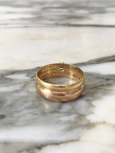 Anello 57 Anello in oro giallo e oro rosa 18K con diamanti 58 Facettes 287