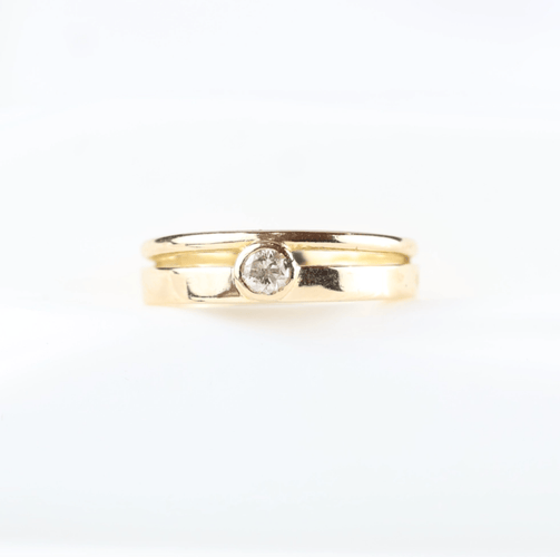 Pierścionek 51 Pierścionek Pierścionek z jednym kamieniem z żółtego złota 18K i diament 0,16 ct 58 Facettes 159/24SL3