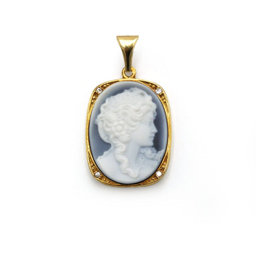 Anhänger Anhänger Kamee Onyx in Gelbgold und Diamanten 58 Facettes 260249R