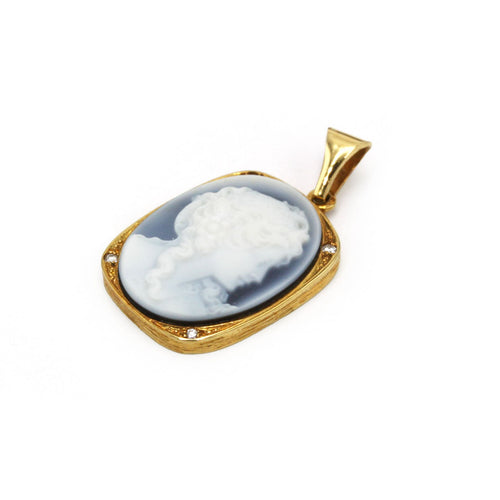 Anhänger Anhänger Kamee Onyx in Gelbgold und Diamanten 58 Facettes 260249R