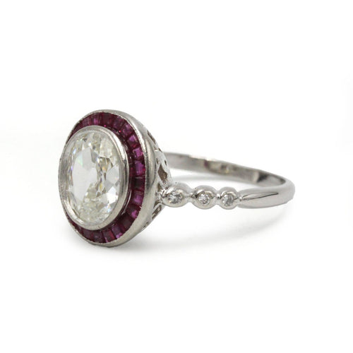 Prsten 52 Art Deco - Prsten od Platinum sa dijamantom i rubinom 58 Facettes 1439
