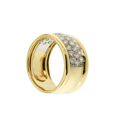 Bague Bague bandeau en or jaune et or blanc 18 ct avec diamants 58 Facettes 37826