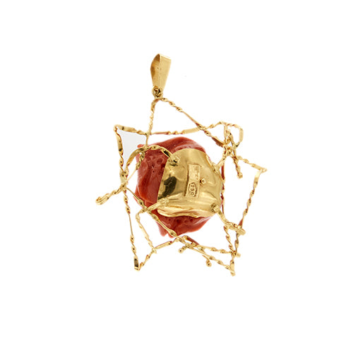 Pendentif Pendentif - Rose en corail en or jaune 18 ct 58 Facettes 37431