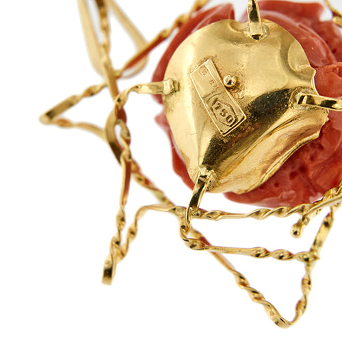 Pendentif Pendentif - Rose en corail en or jaune 18 ct 58 Facettes 37431