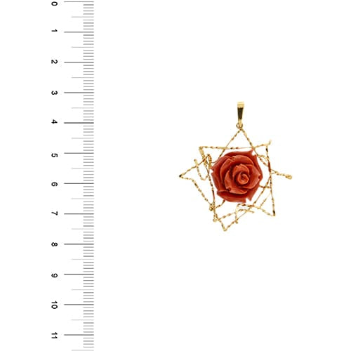 Pendentif Pendentif - Rose en corail en or jaune 18 ct 58 Facettes 37431