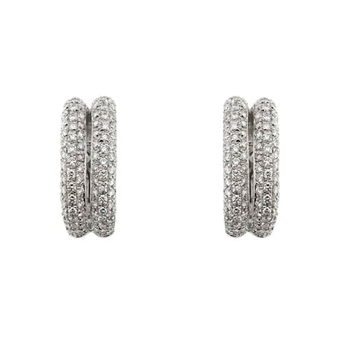 Boucles d'oreilles Boucles d’oreilles - Demi-créoles en or blanc 18 ct et diamants 58 Facettes 37833
