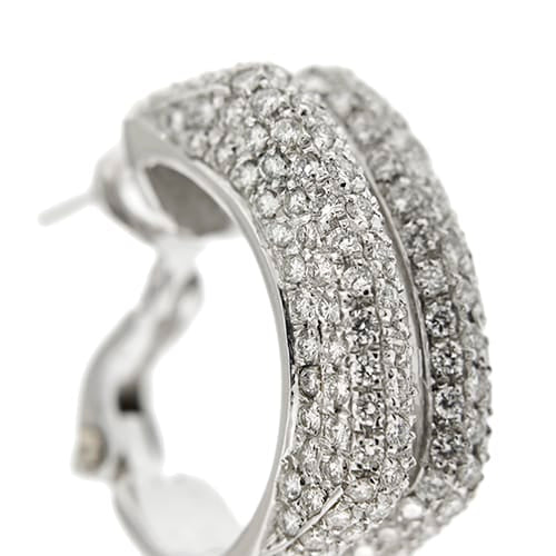 Boucles d'oreilles Boucles d’oreilles - Demi-créoles en or blanc 18 ct et diamants 58 Facettes 37833