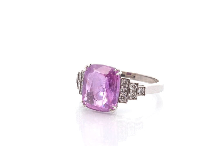 Bague 53 Bague en platine avec saphir rose 5,08 ct et diamants 58 Facettes 26545-26651