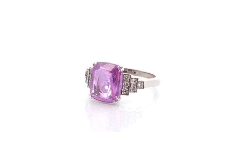 Bague 53 Bague en platine avec saphir rose 5,08 ct et diamants 58 Facettes 26545-26651