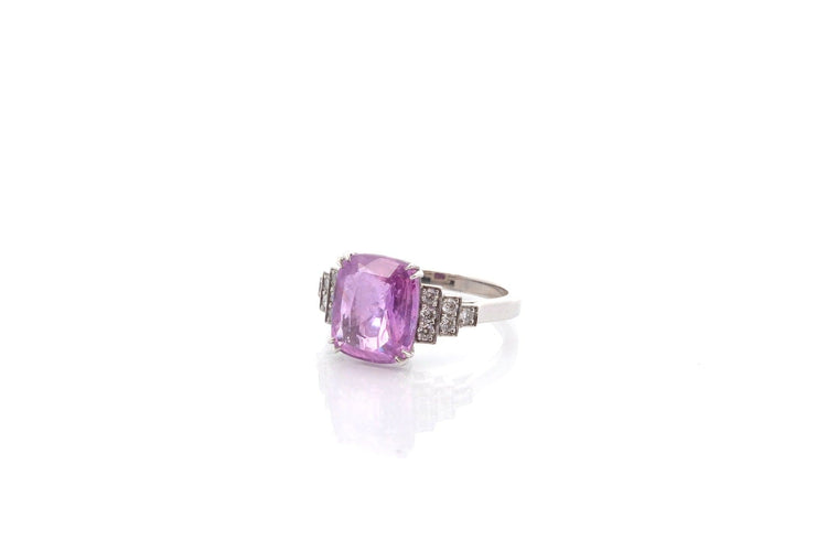 Bague 53 Bague en platine avec saphir rose 5,08 ct et diamants 58 Facettes 26545-26651