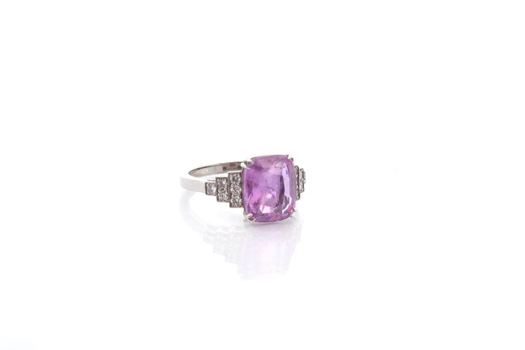 Bague 53 Bague en platine avec saphir rose 5,08 ct et diamants 58 Facettes 26545-26651