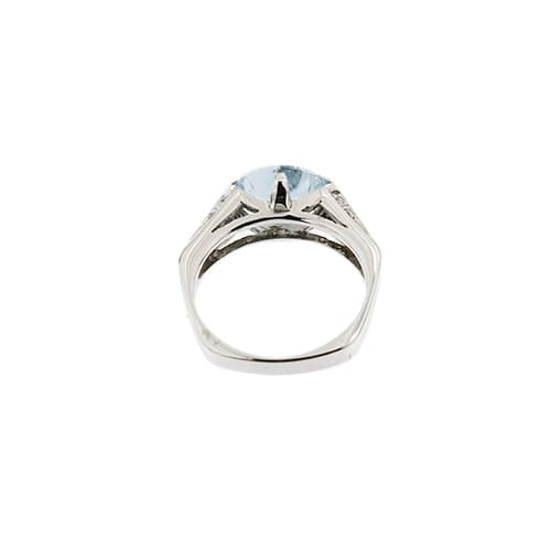 Bague 52 Donna Oro - Bague en or blanc 18 ct avec aigue-marine et diamants 58 Facettes 32455