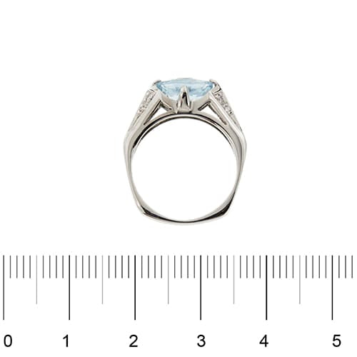 Bague 52 Donna Oro - Bague en or blanc 18 ct avec aigue-marine et diamants 58 Facettes 32455