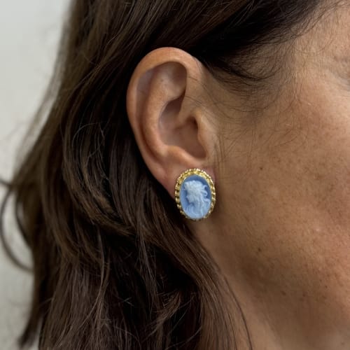 Boucles d'oreilles Boucles d’oreilles puces à camée en or jaune 18 ct 58 Facettes 36448
