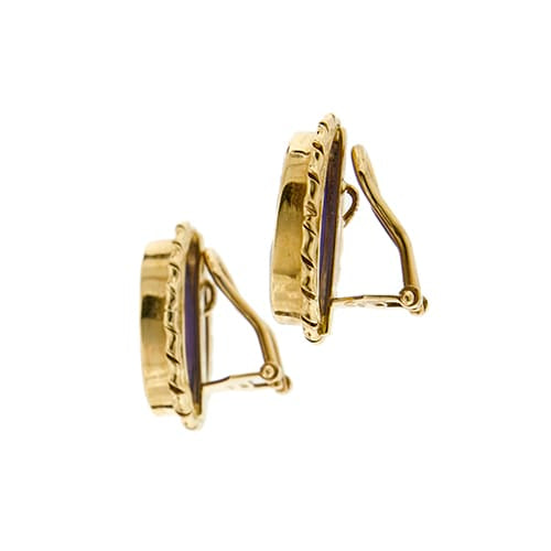Boucles d'oreilles Boucles d’oreilles puces à camée en or jaune 18 ct 58 Facettes 36448