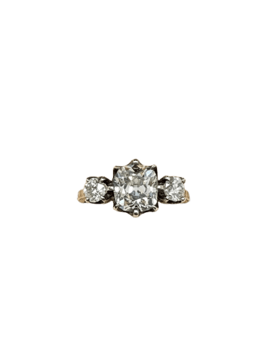 Bague 52 Bague style victorien en or 18 kt, argent et diamants 58 Facettes 517/26 M
