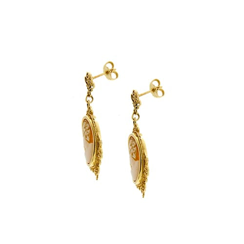 Boucles d'oreilles Boucles d’oreilles pendantes - Camée en or jaune 18 kt 58 Facettes 35627
