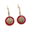 Boucles d'oreilles Dormeuses antiques en or 18k, rubis synthétiques et diamants 58 Facettes A07825