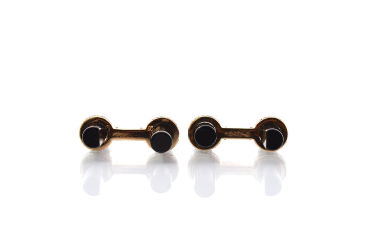 Boutons de manchette Van Cleef & Arpels - Boutons de manchette en or jaune 18k, diamants et onyx 58 Facettes 26768