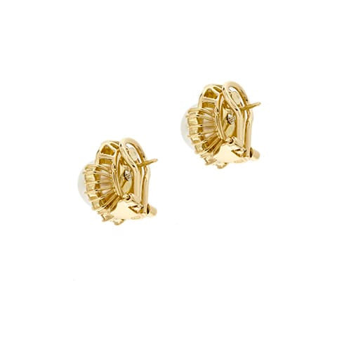 Boucles d'oreilles Boucles d’oreilles puces en or jaune 18 ct, perles et diamants 58 Facettes 38271