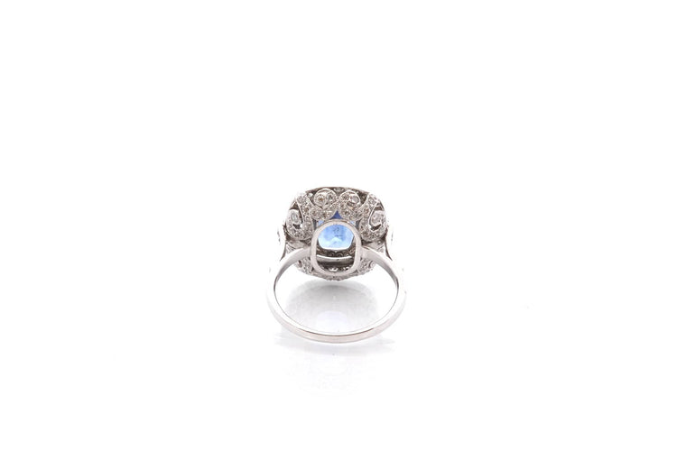 Bague 53 Bague vintage en platine avec saphir de Ceylan 4,36 ct et diamants 58 Facettes 26678-23337