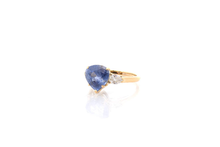 Bague 51 Bague saphir de Ceylan et diamants en or jaune 18k 58 Facettes 26791-26644