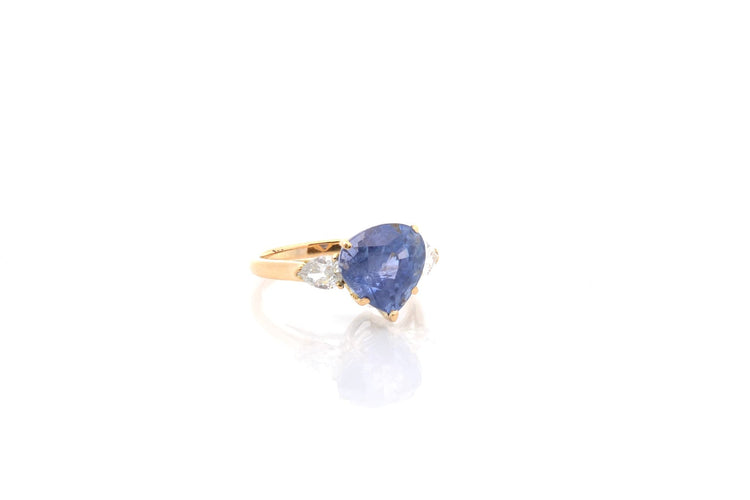 Bague 51 Bague saphir de Ceylan et diamants en or jaune 18k 58 Facettes 26791-26644