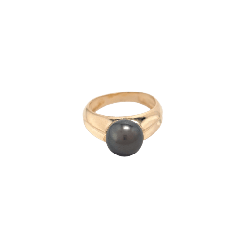 Bague 53.5 Bague en or jaune 18 carats et perle noire 58 Facettes 38019
