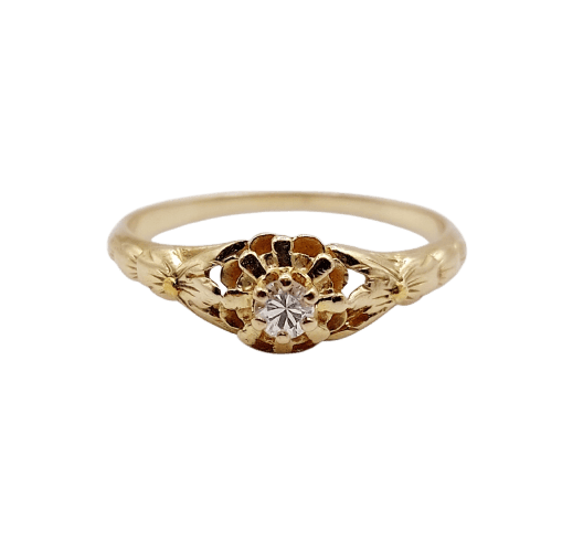 Bague 51 Bague solitaire antique en or rose 18k et diamant, vers 1900 58 Facettes A07850
