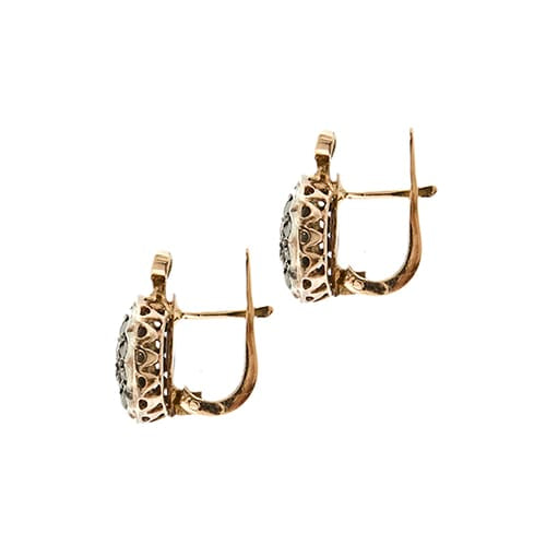 Boucles d'oreilles Boucles d’oreilles rondes en or rose 14 kt et argent, diamants 58 Facettes 36647