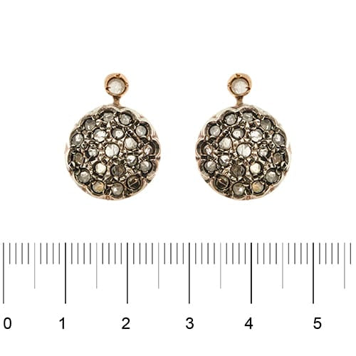Boucles d'oreilles Boucles d’oreilles rondes en or rose 14 kt et argent, diamants 58 Facettes 36647