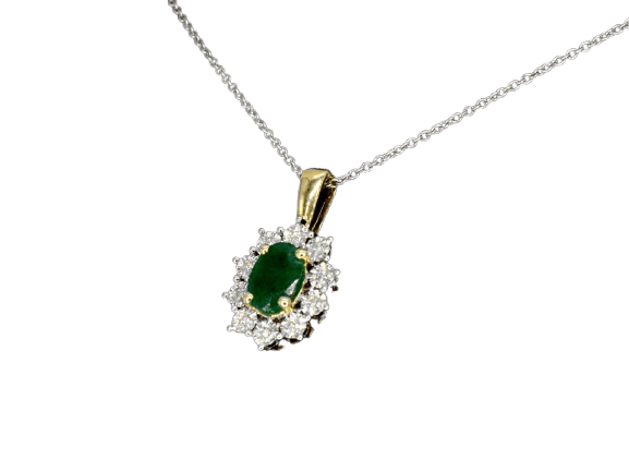Pendentif Pendentif en or 14 ct, émeraude et diamants naturels 58 Facettes 2369