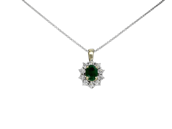 Pendentif Pendentif en or 14 ct, émeraude et diamants naturels 58 Facettes 2369