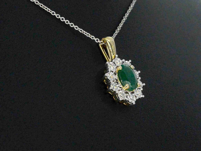 Pendentif Pendentif en or 14 ct, émeraude et diamants naturels 58 Facettes 2369