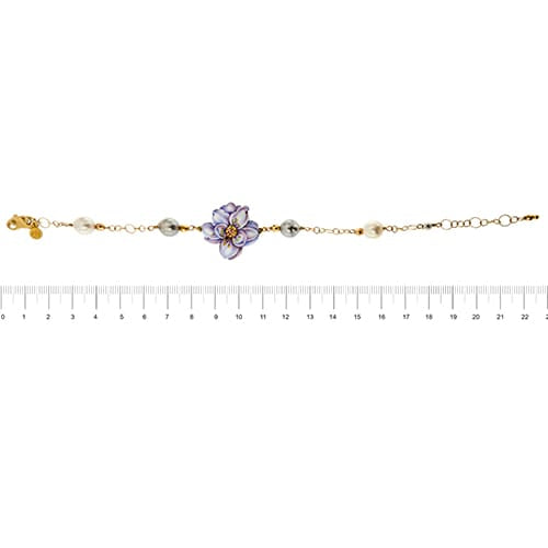 Bracelet Gabriella Rivalta - Bracelet fleur émaillée en or jaune 18 ct et perles 58 Facettes 36328