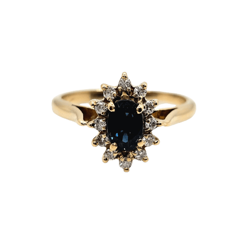 Bague 51 Bague marguerite en or jaune, saphir et diamants 58 Facettes 758