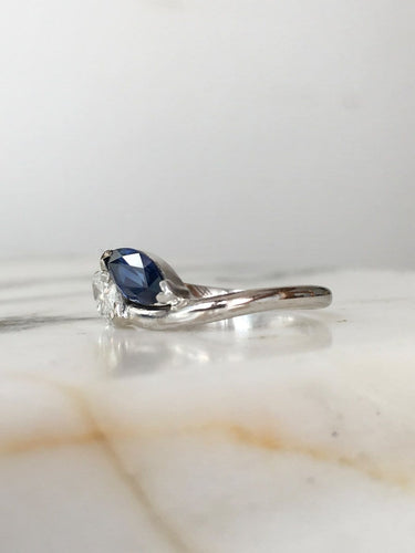 Bague 54 Bague Toi & Moi en or blanc 18k, saphir et diamant 58 Facettes 290