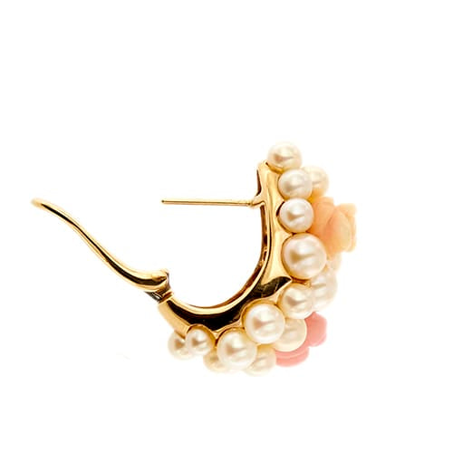 Boucles d'oreilles Mimì - Boucles d’oreilles en or rose 18 ct avec perles et corail 58 Facettes 38665