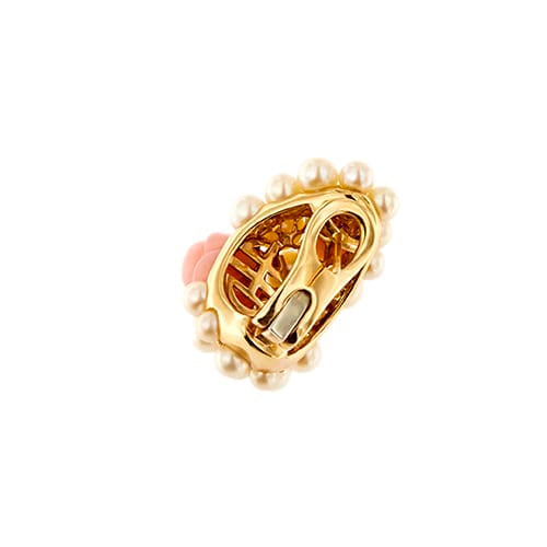 Boucles d'oreilles Mimì - Boucles d’oreilles en or rose 18 ct avec perles et corail 58 Facettes 38665