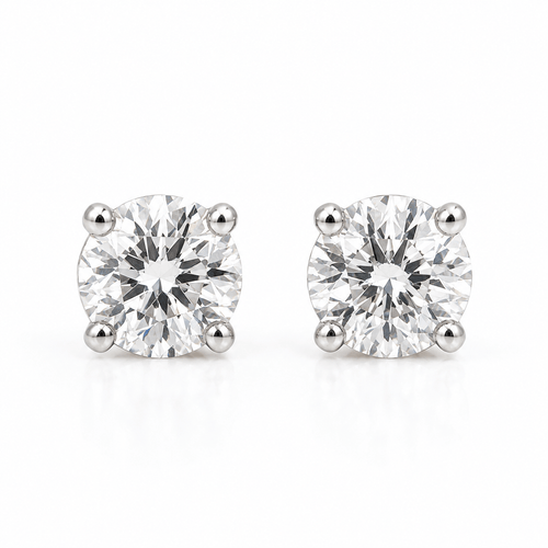 Boucles d'oreilles Puces d'oreilles en or blanc et diamants 58 Facettes BO-003