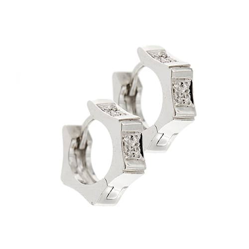 Boucles d'oreilles Salvini - Boucles d'oreilles créoles en or blanc 18 ct et diamants 58 Facettes 36633