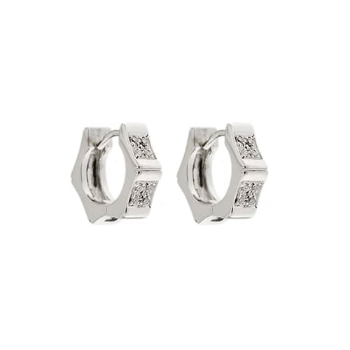 Boucles d'oreilles Salvini - Boucles d'oreilles créoles en or blanc 18 ct et diamants 58 Facettes 36633