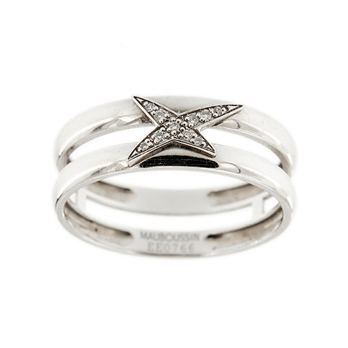 Bague Mauboussin Étoilement Divine - Bague étoile en or blanc 18 ct et diamants 58 Facettes 38565