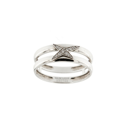 Bague Mauboussin Étoilement Divine - Bague étoile en or blanc 18 ct et diamants 58 Facettes 38565