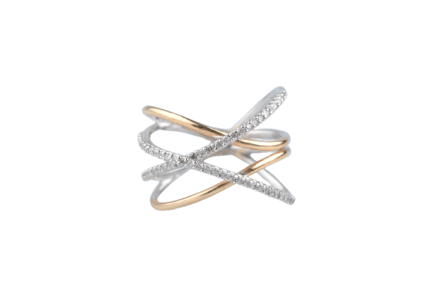 Bague 54 Bague entrelacs en or jaune et blanc 18K, diamants 0,28 ct 58 Facettes BG31300434-107