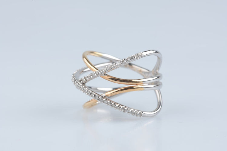 Bague 54 Bague entrelacs en or jaune et blanc 18K, diamants 0,28 ct 58 Facettes BG31300434-107